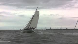 Trimaran Dragonfly 32 overtaking a fast 50 monohull [upl. by Barbaresi139]