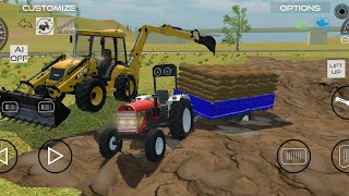 Jcb 3dx 4x4 Xpert backhoe loader work full loaded trolley Eicher tractor automobile [upl. by Ardnasac698]