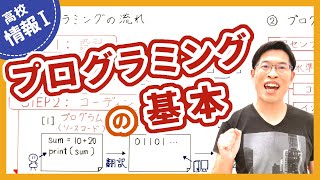 プログラム・ソースコード・設計・コーディング・テスト・アセンブリ言語・高水準言語・コンパイラ言語・インタプリタ言語【情報I基礎】315 プログラミングの基本 [upl. by Lyn]