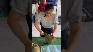 Malaysian Lady Selling Fresh Durian  Fruit Cutting Skills [upl. by Enelrahc633]