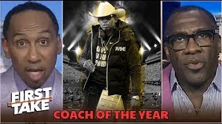 FIRST TAKE  Stephen A amp Shannon calls Deion Sanders Coach of the Year after Colorado beat Arizona [upl. by Eelsnia]