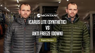 Montane Icarus Lite synthetic vs Montane Anti Freeze down jacket  Expert Review 2023 [upl. by Bunce594]