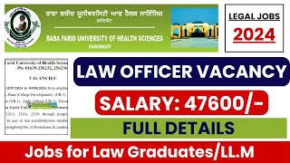 LEGAL OFFICER VACANCY 2024  LATEST LEGAL JOBS IN INDIA  LEGAL JOBS 2024 [upl. by Ainotal]