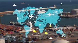 logistics international delivery concept world map with logistic network distribu [upl. by Ecinerev724]