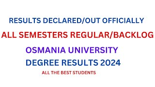 Osmania university Degree Results 2024 Declaredoutreleased All the best studentsviralvideo 👆👍 [upl. by Amerd399]