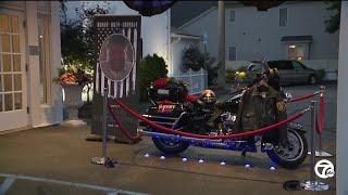 Fallen Oakland County Deputy Brad Recklings motorcycle on display in Rochester [upl. by Imarej]