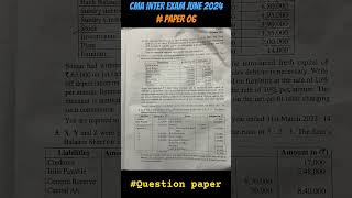 CMA INTER EXAM JUNE 2024 QUESTION PAPER  PAPER 06 Financial Accounting  cmainter youtubeshorts [upl. by Jolynn]