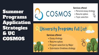 Summer program UC COSMOS application strategies for high school students [upl. by Dnyletak]