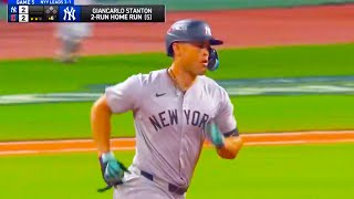 Giancarlo Stanton 2 Run Home Run  New York Yankees vs Guardians 2024 ALCS Game 5 Highlights [upl. by Nawram598]