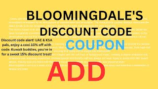 Are you looking for Bloomingdales discount coupons 2024  ADD [upl. by Nitas]