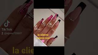 unghie lunghe fucsia e nero 🖤💓nails nailart naildesignnaildecoration uñas french summernails [upl. by Hole]