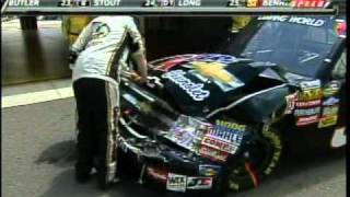 Todd Bodine Brian Ickler Ron Hornaday Greg Pursley Crash Wreck Lucas Oil 200 NCTS Iowa Speedway 2010 [upl. by Phares517]