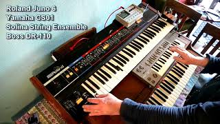 Roland Juno 6 Yamaha CS01 Solina String Ensemble synthjam [upl. by Notlim]