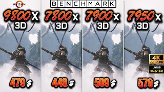 Ryzen 7 9800X3D vs 7 7800x3D vs 9 7900x3D vs 9 7950x3D  Test  WQHD  4K  3440p  2160p  RTX 4090 [upl. by Aidahs]