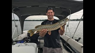 Pontoon Boat Fishing in a Thunder Storm [upl. by Aihc134]