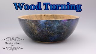 Woodturning  Ash and Iridescent Painted Bowl  Restoration DIY [upl. by Benjy]