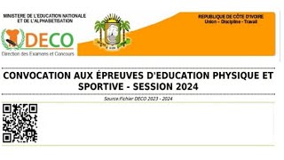 Examens Scolaire 2024  Imprimer Vos Convocations Aux Epreuves Physique Et Sportive EPS BAC amp BEPC [upl. by Yevette]