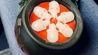 Make a unique spell candle with white skulls in cauldron [upl. by Aryhs136]