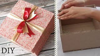 DIY How to make gift Box using cardboard  gift box tutorial [upl. by Inalawi]