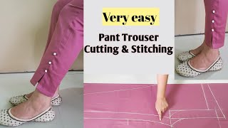 Very Easy Pant Trouser Cutting and StitchingPalazzo Pant Cutting and StitchingFor Beginners [upl. by Payne]