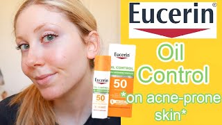 Eucerin OIL CONTROL SPF 50 US Version  On slightly oily acneprone skin [upl. by Treblihp]