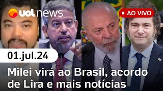 Milei virá ao Brasil Lula fala em presidente do Bolsonaro no BC Sakamoto Landim e   UOL News [upl. by Jenei69]