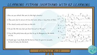 Pitman Shorthand  Exercise No20 Dictation 90 WPM  KZ Learning [upl. by Oralla]