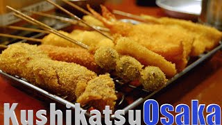 Most Popular Kushikatsu deep fried skewers chain restaurant in Osaka Japan  Daruma だるま なんば本店 [upl. by Norre]