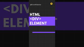 HTML DIV Element Explained ⬆️ codingbasics htmltutorial html5 codewithfarah [upl. by Enoid108]