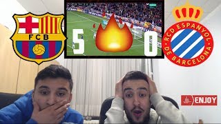 REAL MADRID FAN REACTS TO MESSI SCORING HATTRICK IN 50 WIN AGAINST ESPANYOL [upl. by Ozmo257]