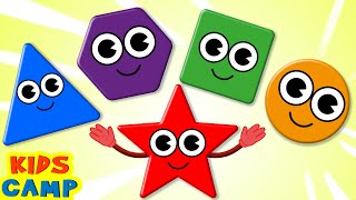 Learn Shapes for Kids with Circle Square Triangle  Fun Learning Videos  kidscamp [upl. by Drapehs]