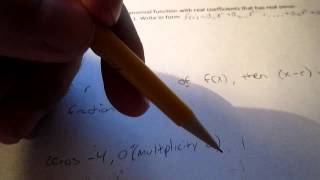 How to construct a 4th degree polynomial function given its zeros [upl. by Abrahamsen]