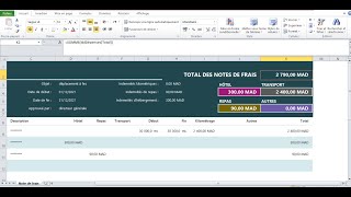 Note de frais en Excel شرح بسيط جدااا [upl. by Handal]