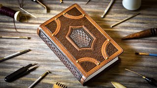 Crafting The ULTIMATE Leather Book Cover  Leather Craft [upl. by Notsua649]