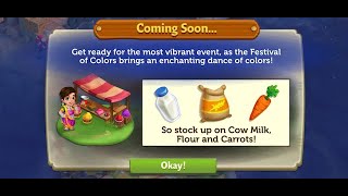 FarmVille 2 Country Escape🔴🔵🟢Festival of Colors Event COMING SOON farmville2 festivalofcolours [upl. by Aohk]