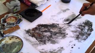 How to Create Textures on Mulberry Paper in Landscape Painting with Plexiglass [upl. by Hyman]