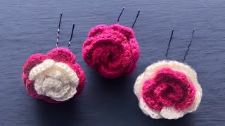 Crochet Rose hairpin Tutorial hairpin Pattern DIY [upl. by Yelnek]