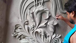 Amazing 3D rendering mural with sand and cement on the concrete wall [upl. by Robaina779]