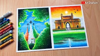 Independence Day Drawing Ideas with Oil Pastel  StepbyStep Tutorial for Beginners [upl. by Farrow]