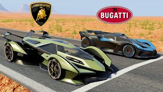 3500HP LAMBORGHINI VISION VS 1850HP BUGATTI BOLIDE DRAG RACE [upl. by Nadnarb127]