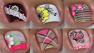 MODELOS DE UÑAS FÁCILES DE HACER  uñas DE PIES DECORADAS 🦶💅😍 [upl. by Attennaj]