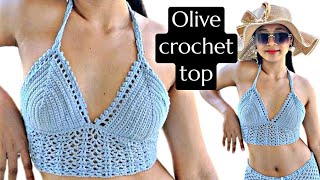 Olive crochet top  bralette tutorial [upl. by Asum453]