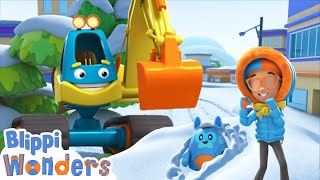 Blippis Snowy EXCAVATOR Song  Blippi Wonders Educational Cartoons [upl. by Gnem367]