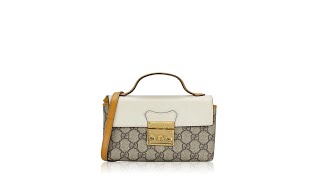 Gucci GG Supreme Padlock Mini Top Handle Shoulder Bag Beige Mystic White Sun Oil [upl. by Luwana]