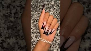 Black French tip nails inspo 🖤💅🏽 frenchtips nailart acrylicnails [upl. by Lleoj]