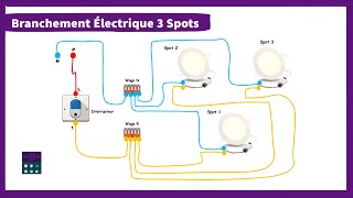 Branchement Electrique De 3 Spots Commandée Par Interrupteur electrique electrical diy maison [upl. by Xirdnek]