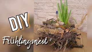 DIY Frühlingsnest basteln aus Zweigen Spring Decor Osterdeko selber machen Nest für Außen [upl. by Siuqaj429]