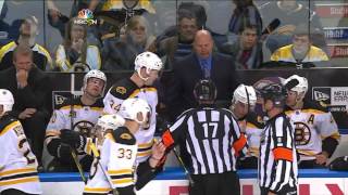 John Scott hits Loui Eriksson fights McQuaid wSlowMo 102313 [upl. by Aonehc]