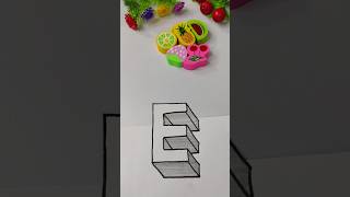 very easy how to drawing 3d floating latterquotE anamorfic illusionkidsdrawingviralartwork [upl. by Asiuol]