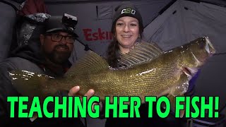 Ice fishing Walleye with my Daughter [upl. by Laundes]